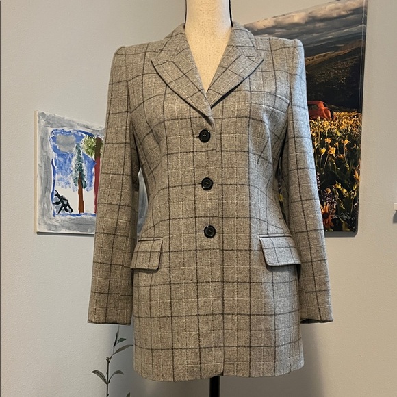 Escada Jackets & Blazers - Escada Plaid Wool Blazer